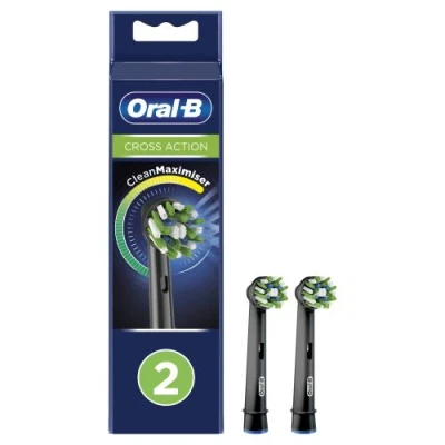 Image de Accessoire dentaire Oral B Brossette Cross Action Avec Technologie Clean Maximiser Lot de 2 Noir