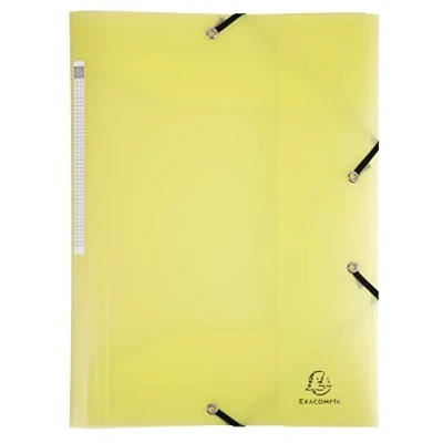 Image de Exacompta Réf. 55179E Paquet de 5 chemises à élastiques Chromaline pastel pochettes 3 rabats en polypropylène translucide dimensions 24 x 32 cm pour format A4 couleur jaune