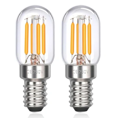 Afbeelding van Ledlamp T22 E14 3 W warm wit 2700 K voor koelkast, 250 lm, AC 230 V, komt overeen met halogeen 25 W, klein filament retro led lamp afzuigkap keuken/zoutlamp, 2 stuks