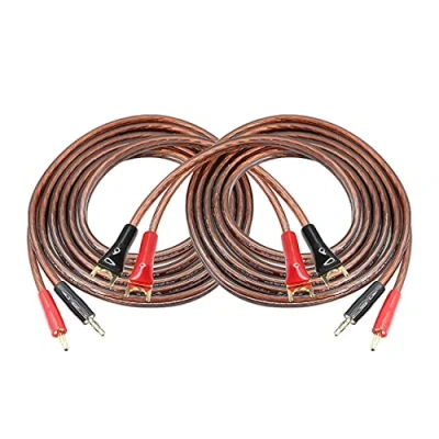 Afbeelding van MEIRIYFA 2 x HiFi OFC luidsprekerkabel met banaanstekker naar Y aansluiting, 4 mm U vork, voor luidsprekerversterker m