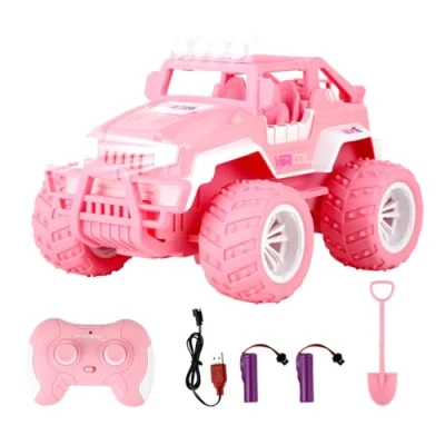 Afbeelding van Weinsamkeit Roze 1:16 op afstand bestuurbare auto met led koplampen en Monster Truck koplampen, 2,4 GHz RC Crawler, cadeaus voor meisjes vanaf 4, 5, 6, 7, 8, 9 jaar ouder