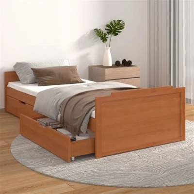 Afbeelding van vidaXL Bedframe met lades massief grenenhout honingbruin 90x200 cm