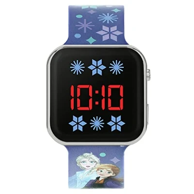 Afbeelding van Disney FZN4733ARG Frozen analoog kwartshorloge voor meisjes, siliconen armband, Blauw, riem, Riem