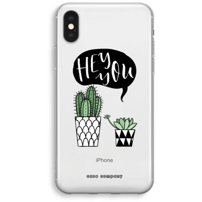 Afbeelding van Case Company® hoesje geschikt voor iPhone XS Hey you cactus Soft Cover Telefoonhoesje Bescherming aan alle Kanten en Schermrand