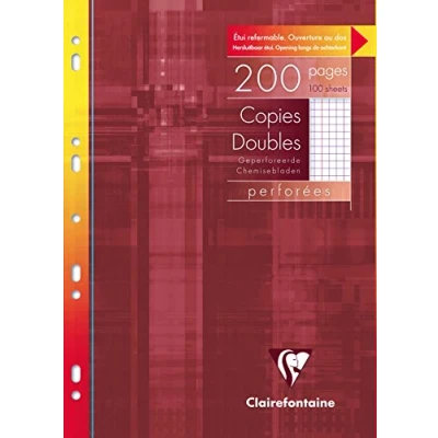 Afbeelding van Clairefontaine 47122C verpakking (met 100 vellen papiervellen, voor DIN A4, 21 x 29,7 cm, geperforeerd, geruit met rand) wit