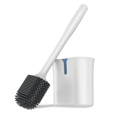 Afbeelding van MR.SIGA Toiletborstel, siliconen toiletborstel met houder, wand of vloermontage, hangende voor badkamer, wit