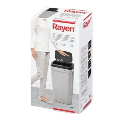 Afbeelding van Rayen Automatische emmer met openingssensor, grijs, zwart, 63,5 x 33,5 25 cm