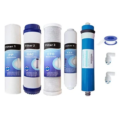 Afbeelding van Depuragua Membraanset + 4 filters voor omgekeerde osmoser 50 GPD 5 staps osmoserfilter aquariumosator membraanfilter osmose filter, eenheden (1 stuks), actieve kool