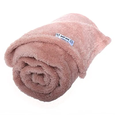 Afbeelding van Pet wiz Pluizige Fleece Deken Zachte &amp; Warme Gooi voor Honden Katten Roze, Groot (100x120cm)