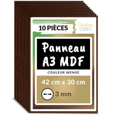 Afbeelding van Creative Deco 10 x A3 MDF Plaat Bruin 420 300 3 mm Perfect voor Lasersnijden, CNC Frezen, Modelleren, Freeswerk, Figuurzagen