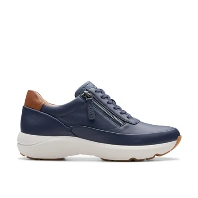 Afbeelding van Clarks Tivoli sneakers met ritssluiting voor dames, Navy blauw leer