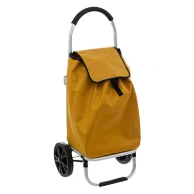 Afbeelding van Boodschappen trolley tas met wielen 51 liter geel 44x37x98 cm Het topmodel