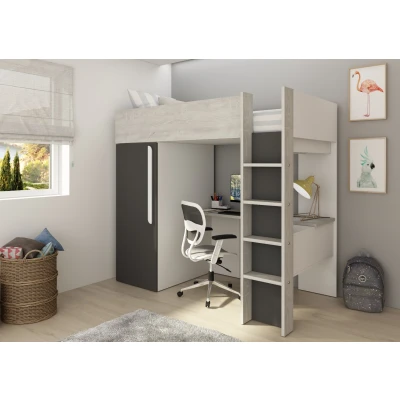 Afbeelding van Studio 1803 hoogslaper met bureau en kast 90x200 Antraciet/cascina