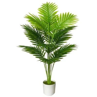 Afbeelding van AIVORIUY Kunstmatige palmboom in pot voor binnen en buiten, huis, kantoor, bruiloft, tuin, moderne decoratie, housewarming cadeau (palm 80 cm hoog)