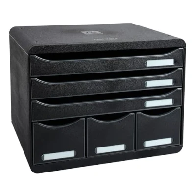Afbeelding van Exacompta Bureauladeblok Store Box Maxi met 6 lades glanzend zwart