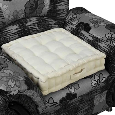 Afbeelding van Homescapes Comfortabel fauteuilkussen met katoenen hoes zitkussen crème, 50 x cm