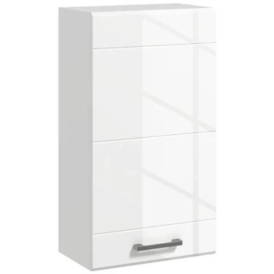 Afbeelding van kleankin Wandkast voor badkamer, toiletkast met 3 niveaus, verstelbaar rek, 1 deur, modern, hangkast, 37 x 22,5 70 cm, wit hoogglanzend