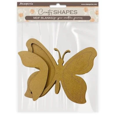 Afbeelding van Stamperia MDF Crafty Shapes Blanks House of Roses Papillons (4pcs) (KLSM43)