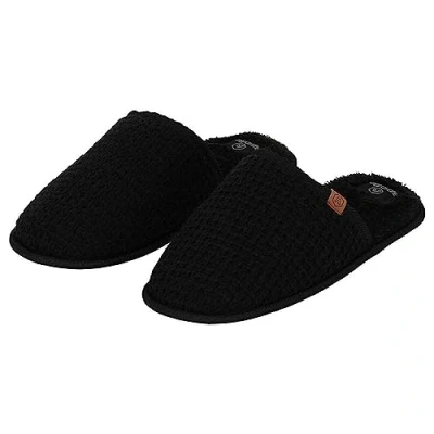 Afbeelding van Apollo Pantoffels heren Zwart Gebreide maat 41/42 Sloffen 42