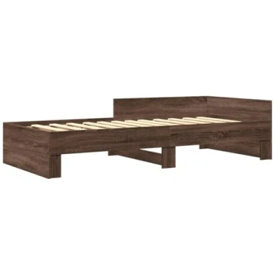 Afbeelding van Bedframe bewerkt hout bruin eikenkleur 100x200 cm