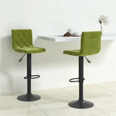 Image de vidaXL Tabourets de bar lot 2 vert clair velours