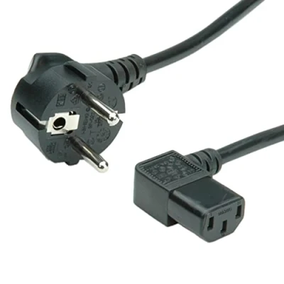 Image de VALUE Câble d&#039;alimentation power IEC 60320 C13 pour CEE 7/7 (M) 1.8 m connecteur à 90 noir