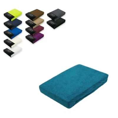 Afbeelding van EXKLUSIV HEIMTEXTIL Badstof hoeslaken 90 100 x 200 cm petrol