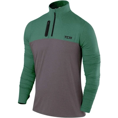 Afbeelding van TCA Mannen Fusion Pro Sneldrogende Lange Mouw Half Zip Hardloop Top Groen, S