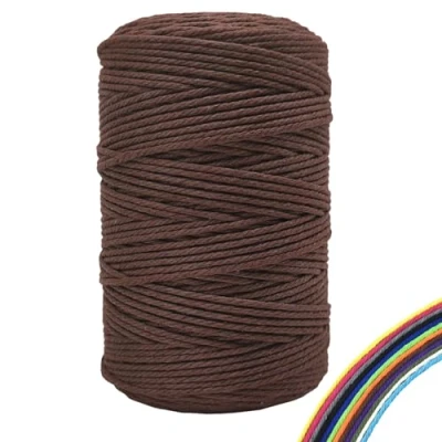 Afbeelding van FORBELL Macramé katoengaren, 3 mm x 300 m, macramégaren, katoenen garen voor knutselen, bruin