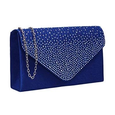 Afbeelding van SwankySwans Abby Diamante Envelop Stijl Bag Clutch Dames (2 stuks), Blauw (Royal Blue)