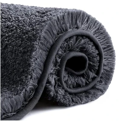 Afbeelding van Antislip badmat Verdikt badkamerkleed Absorberend en ultrazacht pluizig microvezel slaapkamerkleed, Sneldrogende vloermat, Machinewasbaar 40 x 60 cm (Zwart)