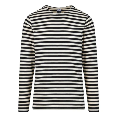 Afbeelding van Urban Classics Stripe LS Longsleeve, Heren, Maat: Large, Whitesand black