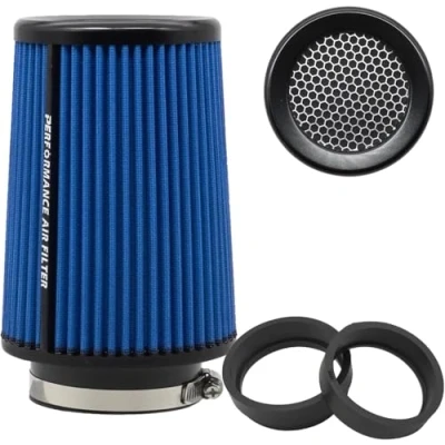 Afbeelding van Universele conische luchtfilter, 76 mm, 89 101 hoge prestaties, luchtinlaat, ronde kegel, luchtfilter voor raceauto, sport, 3 maten in 1 (blauw grijs)