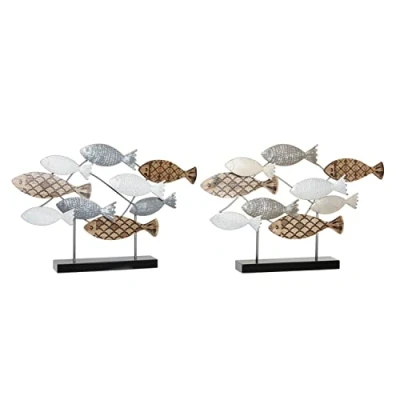 Afbeelding van Decoratieve figuren DKD Home Decor 65,4 x 9,5 43 cm Zwart Blauw Bruin Spiralen (2 Stuks)