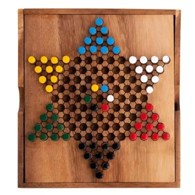Afbeelding van Engelhart 350300 Chinese dames speelset van milieuvriendelijk hout gezelschapsspel voor familie strategie 2 tot 6 spelers vanaf 7 jaar 13 x 14,3 3 cm