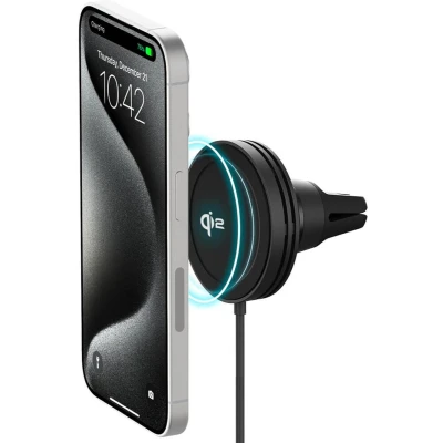 Afbeelding van iOttie Velox Houder Magnetische Telefoonhouder Auto Ventilatierooster Compatibel met MagSafe / Qi2 15W Draadloos Opladen Lader Zwart
