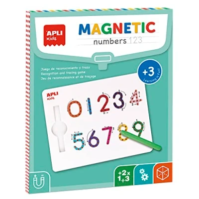 Afbeelding van APLI Kids 19264 Educatief magneetbord Nummers 123 Leer de cijfers 0 tot 9 schrijven, met magnetische stylus