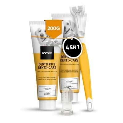 Afbeelding van Tandpasta set voor Honden 200g Tandenborstel Hond Tandplak en Tandsteen verwijderaar Gebit Verzorging Eetbare Natuurlijke Gratis Driekoppige Frisse Muntsmaak van animigo