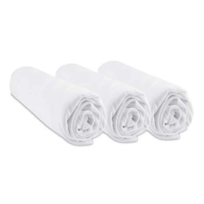 Image de Lot de 3 Draps housse 70x140 cm Lit Bébé Enfant 70 x 140 Bambou Hypoallergenique Blanc Extensible &amp; Respirant Sommeil sain Marque Easy Dort Certifié Label Oeko Tex Fabriqué en Europe