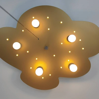 Afbeelding van Plafondlamp wolk, goud, 5 lamps, 20 LED punt
