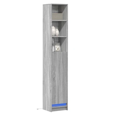 Afbeelding van Dressoir met LED 36x32,5x200 cm bewerkt hout grijs sonoma eiken