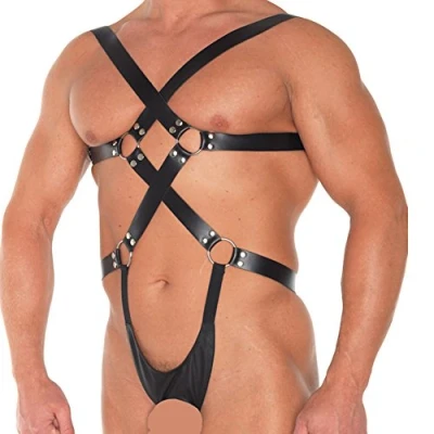 Afbeelding van Rimba Bondage Play Body harnas met slip gat voor penis