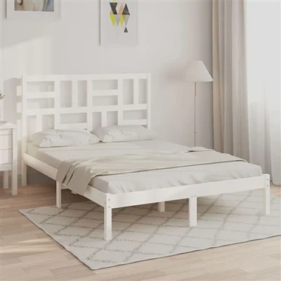 Afbeelding van vidaXL Bedframe massief hout wit 140x190 cm