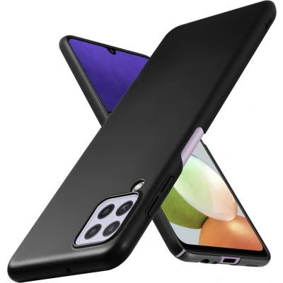 Afbeelding van Cadorabo Hoesje geschikt voor Samsung Galaxy A22 4G / M22 M32 in metaal ZWART Hard Case Cover beschermhoes look tegen krassen en stoten