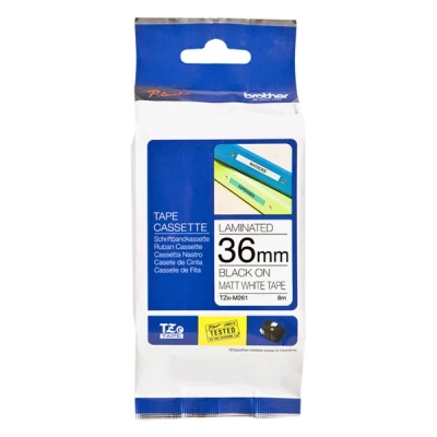 Image de Brother TZe M261 mat auto adhésif noir sur blanc Rouleau (3,6 cm x 8 m) 1 cassette(s) ruban laminé pour PT P950; P Touch 3600, 9700, D800, E800, P900, Cube XP 910
