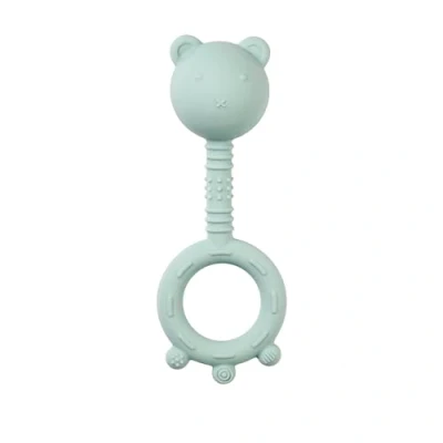 Afbeelding van Nattou Siliconen rammelaar, beer, ca. 16 cm, BPA vrij, siliconen, pastelgroen