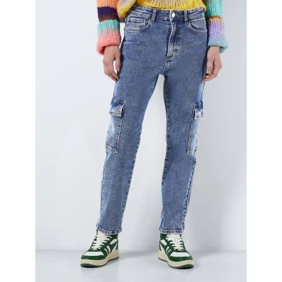 Afbeelding van Noisy May Nmmoni Straight leg jeans, Dames, Maat: 26x30, Medium blue denim