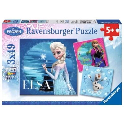 Image de Puzzle 3x49p Elsa, Anna et Olaf Frozen La Reine des Neiges Ravensburger