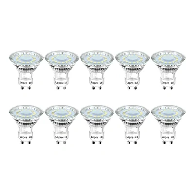 Afbeelding van Lepro Set van 10 GU10 ledlampen, 4 W, 325 lm, vervangt 50 W halogeenlampen, 5000 K koud wit, stralingshoek 110 graden