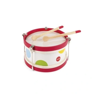 Afbeelding van Janod Mijn eerste confetti houten trommel muziekinstrument voor kinderen speelgoed imitatie en muzikaal ontwaken vanaf 2 jaar, J07608